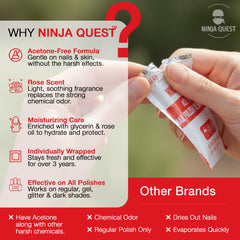 NINJA QUEST foil packet interior preventing drying and preserving pad effectiveness