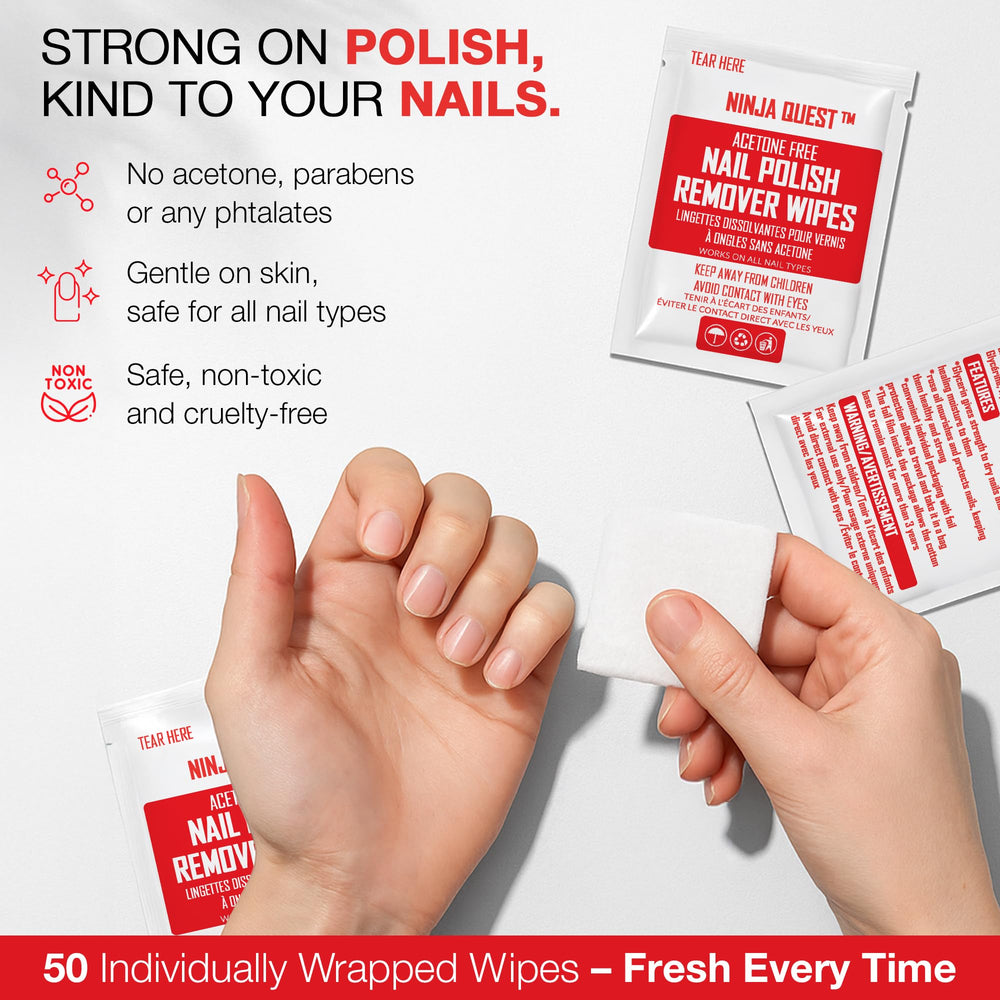 NINJA QUEST single wipe pulled from packet demonstrating ready use