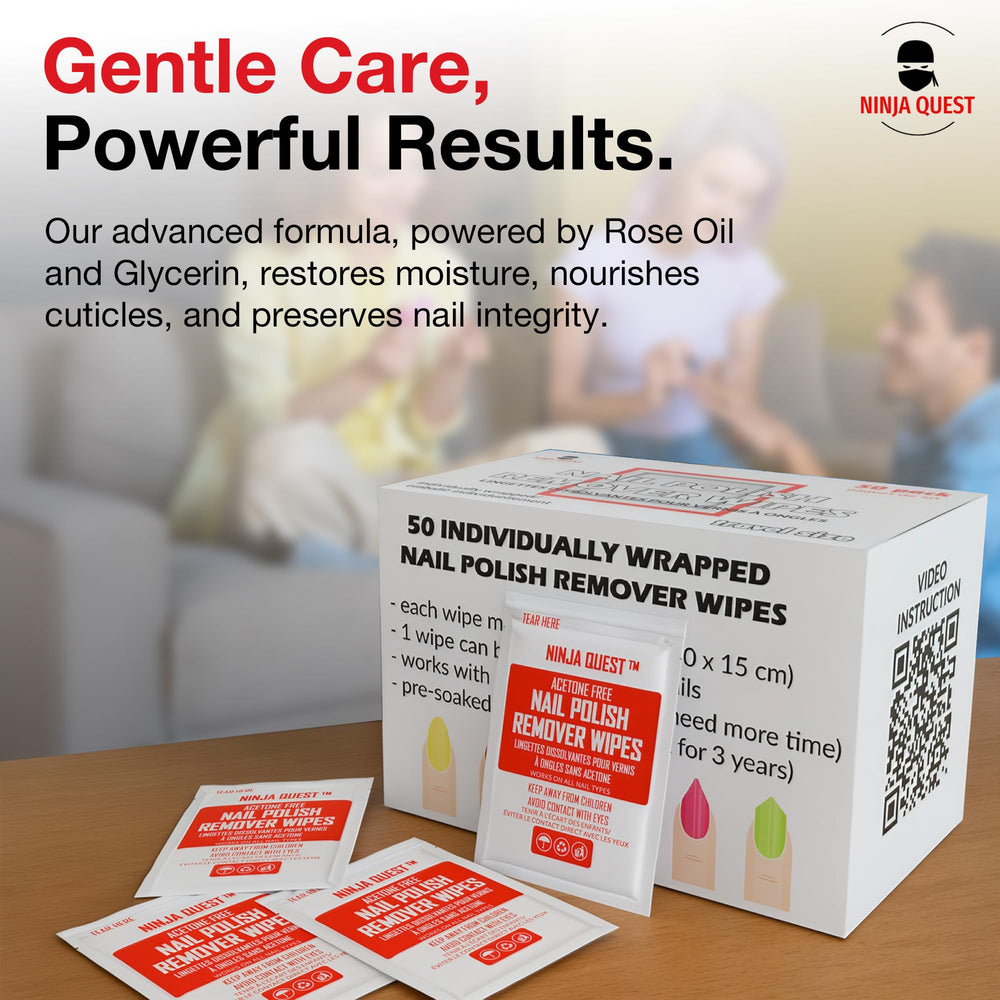 NINJA QUEST wipe removing nail polish quickly with minimal effort
