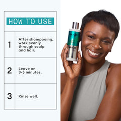 NIOXIN conditioner being applied to hair showing smoothing benefit