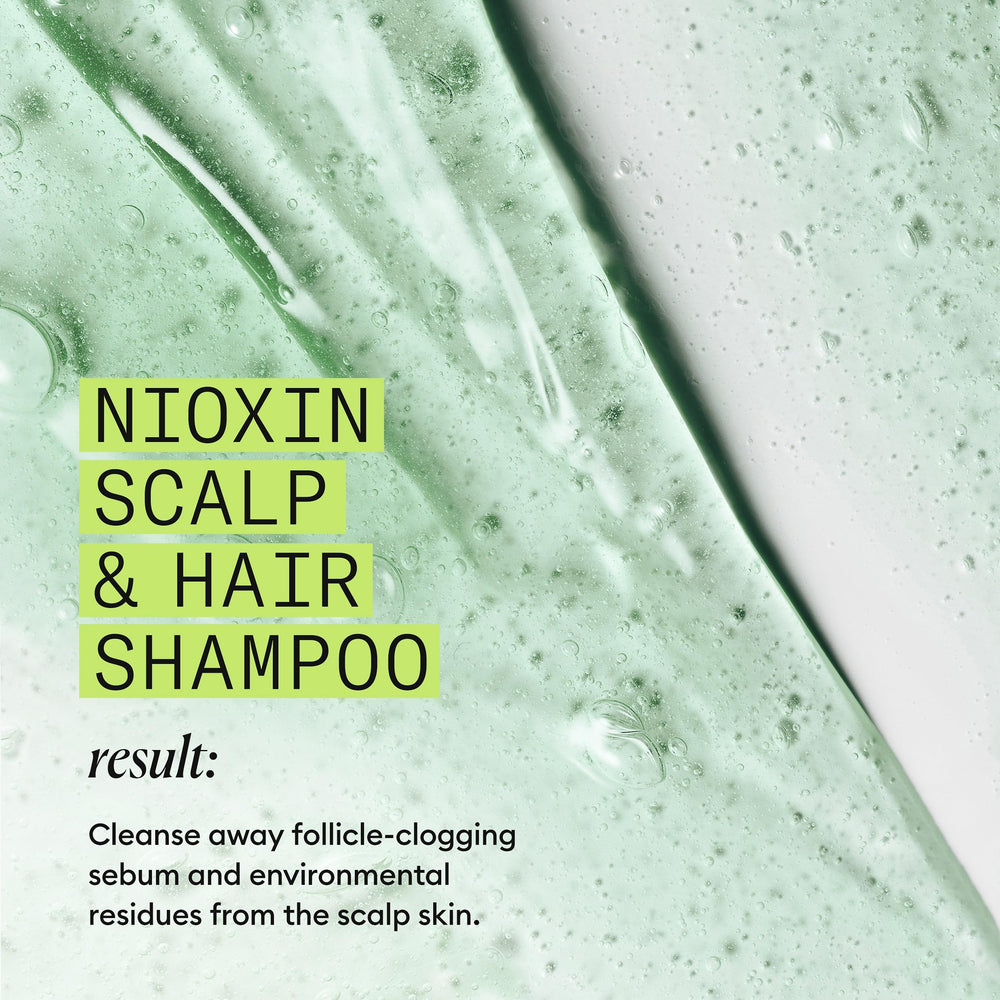 Applying Nioxin conditioner and combing through to detangle and thicken