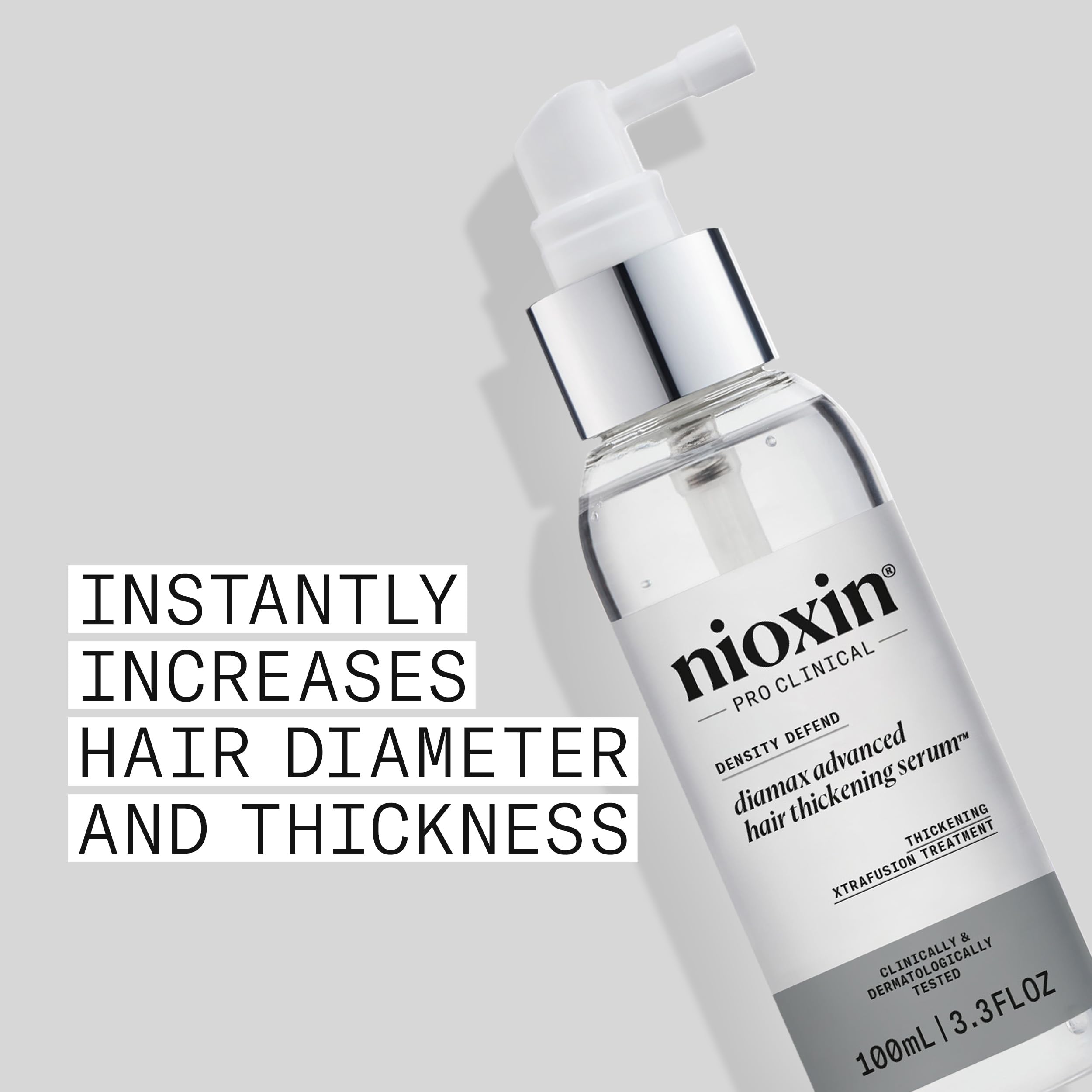 Nioxin Diamax serum texture close-up highlighting lightweight absorption