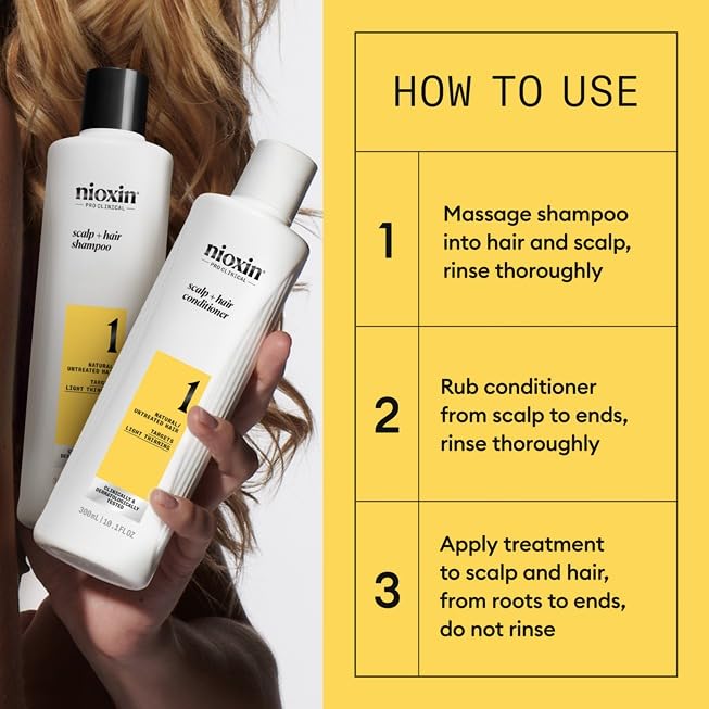 NIOXIN before and after hair showing fuller-looking strands