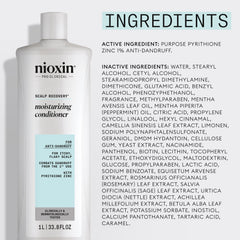 NIOXIN label close-up with pyrithione zinc noted for flake control benefit