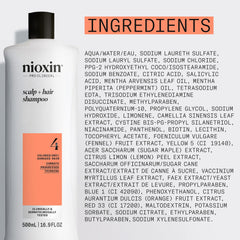 Nioxin bottle on bathroom shelf in lifestyle setting showing daily routine benefit
