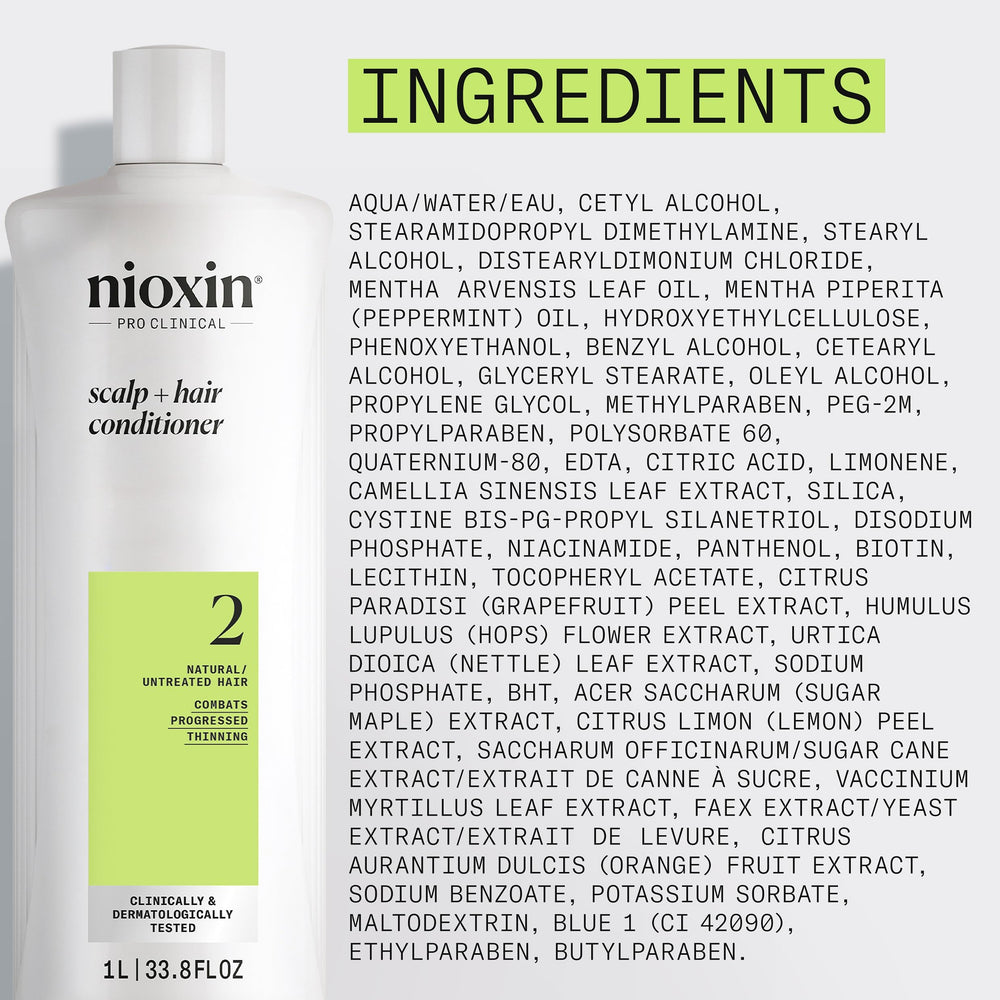 Nioxin bottle on bathroom shelf in lifestyle setting suggesting daily use