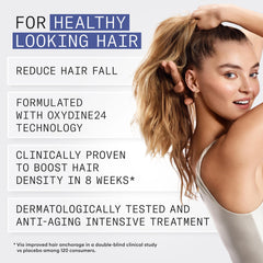 Applying Nioxin serum to scalp at night to show easy targeted application benefits