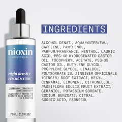Lifestyle bathroom scene with Nioxin bottle on counter showing nightly routine benefit