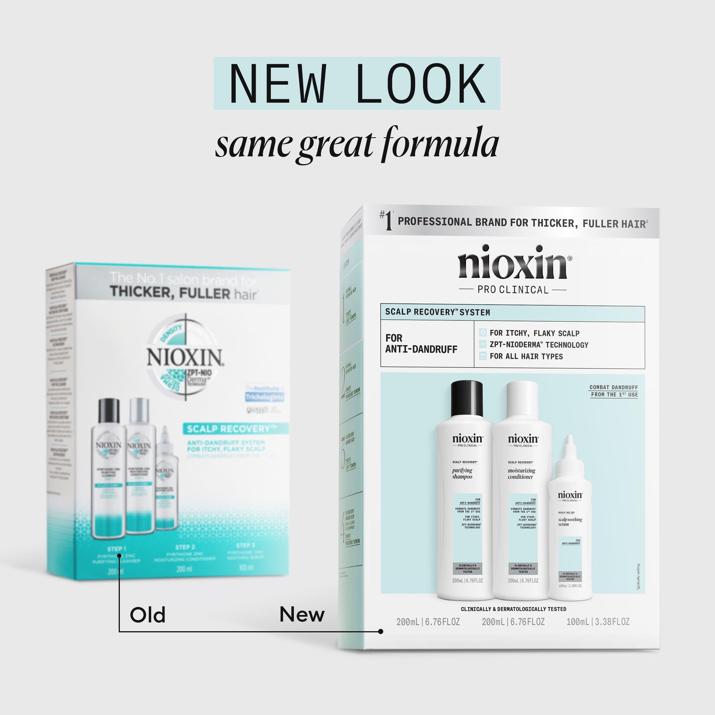 NIOXIN shampoo pump close-up showing easy dispensing benefit