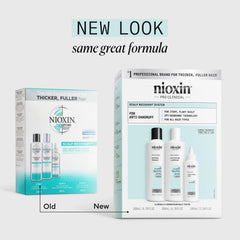 NIOXIN shampoo pump close-up showing easy dispensing benefit