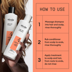 Trial kit size comparison with hand to show NIOXIN travel‑friendly supply