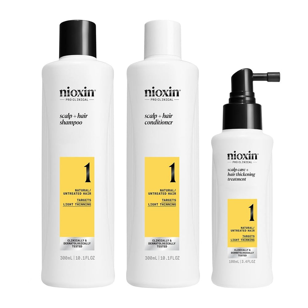 Nioxin front packaging showing kit and benefit of fuller-looking hair