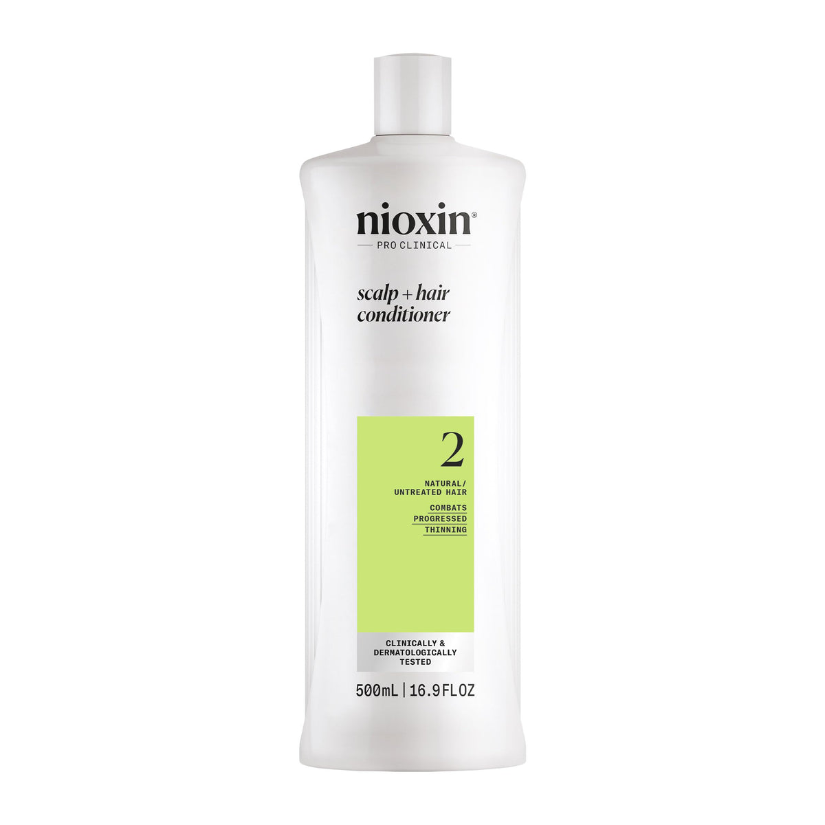 Nioxin System 2 front packaging shows brand and benefit for fuller-looking hair
