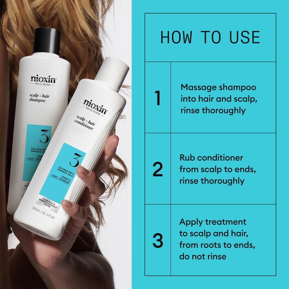 NIOXIN application on scalp demonstrating targeted leave-in treatment