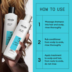 NIOXIN application on scalp demonstrating targeted leave-in treatment