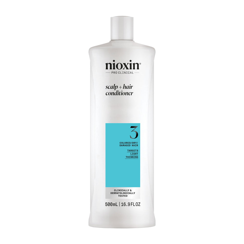 Nioxin System 3 front packaging showing product and benefit of thicker-looking hair