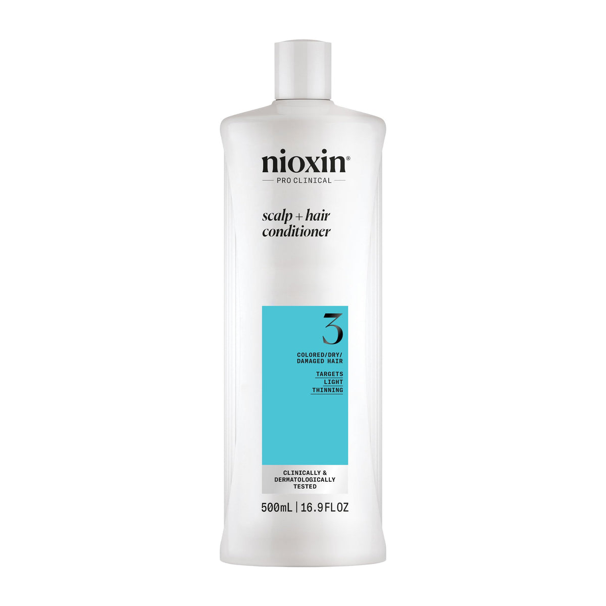 Nioxin System 3 front packaging showing product and benefit of thicker-looking hair