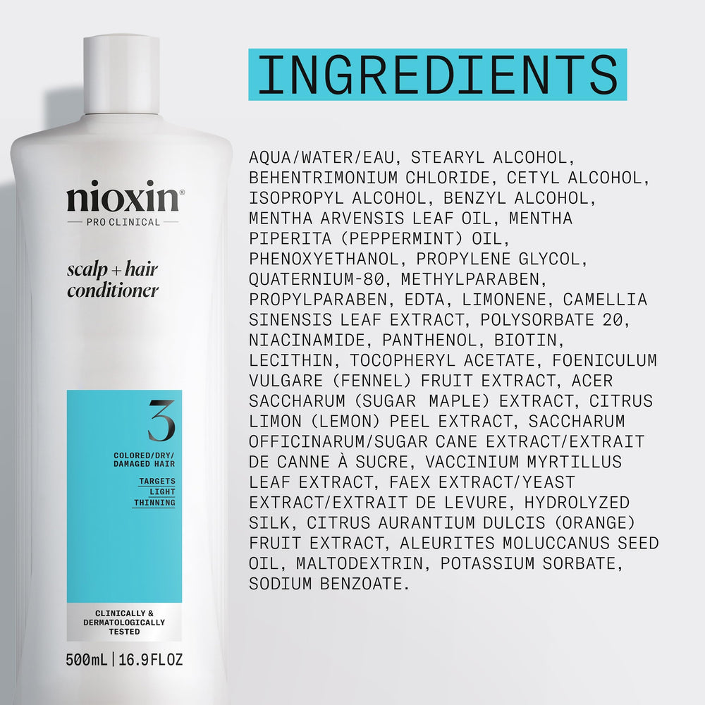 Hand holding Nioxin bottle to show size and travel-friendly benefit
