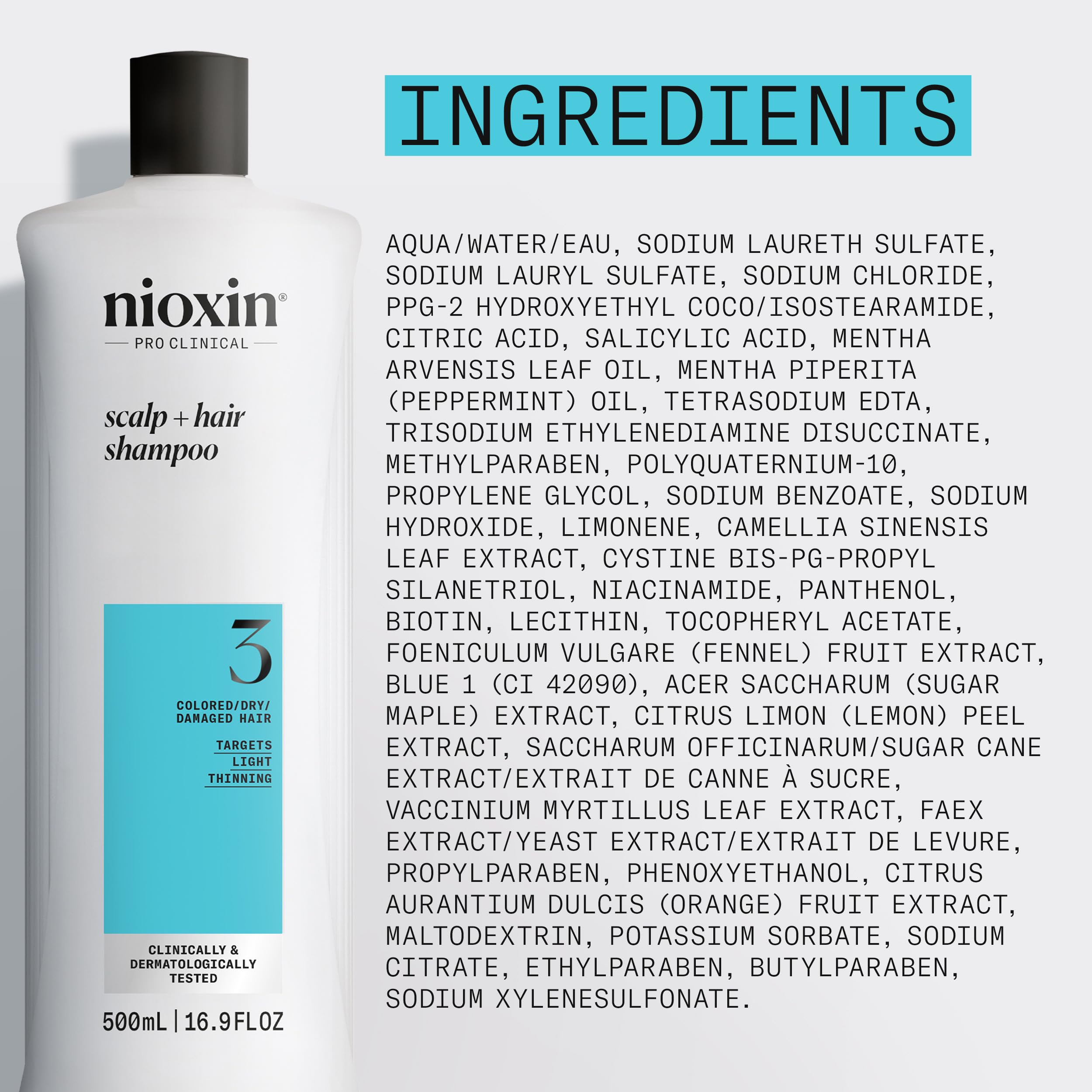 NIOXIN in-shower use showing application to wet hair for improved scalp health