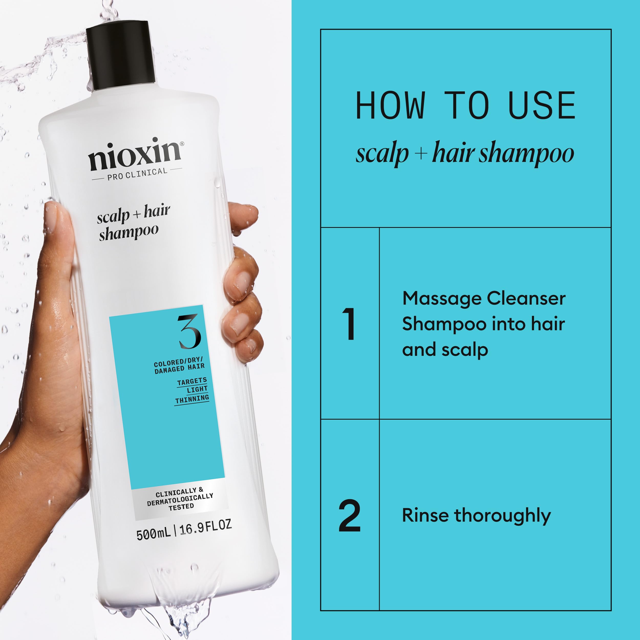 NIOXIN shampoo lather texture close-up demonstrating gentle cleansing power
