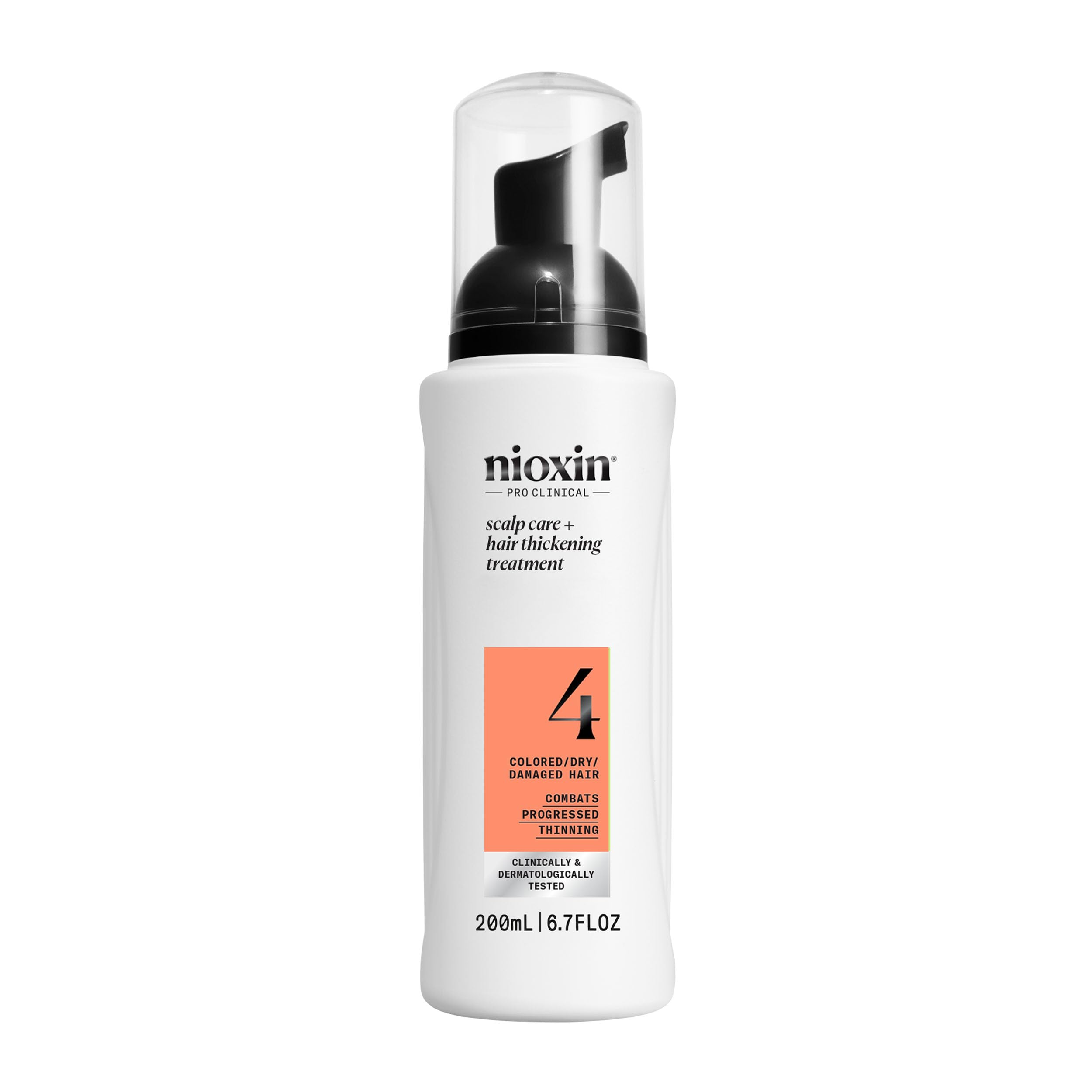 NIOXIN front packaging showing 6.8 oz treatment, communicates professional results