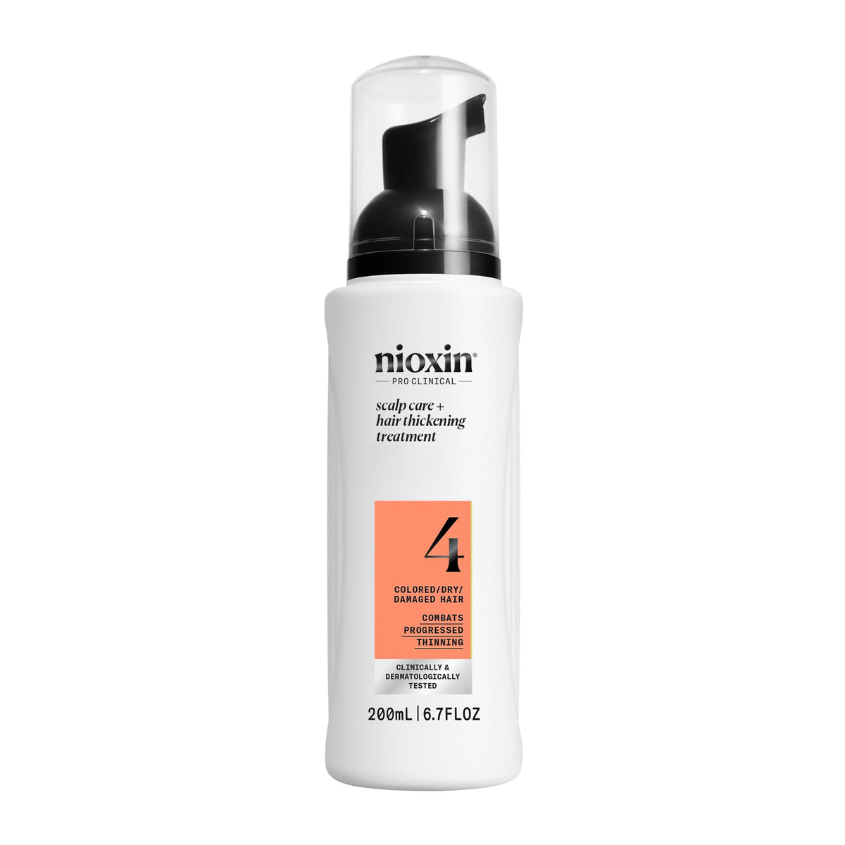 NIOXIN front packaging showing 6.8 oz treatment, communicates professional results