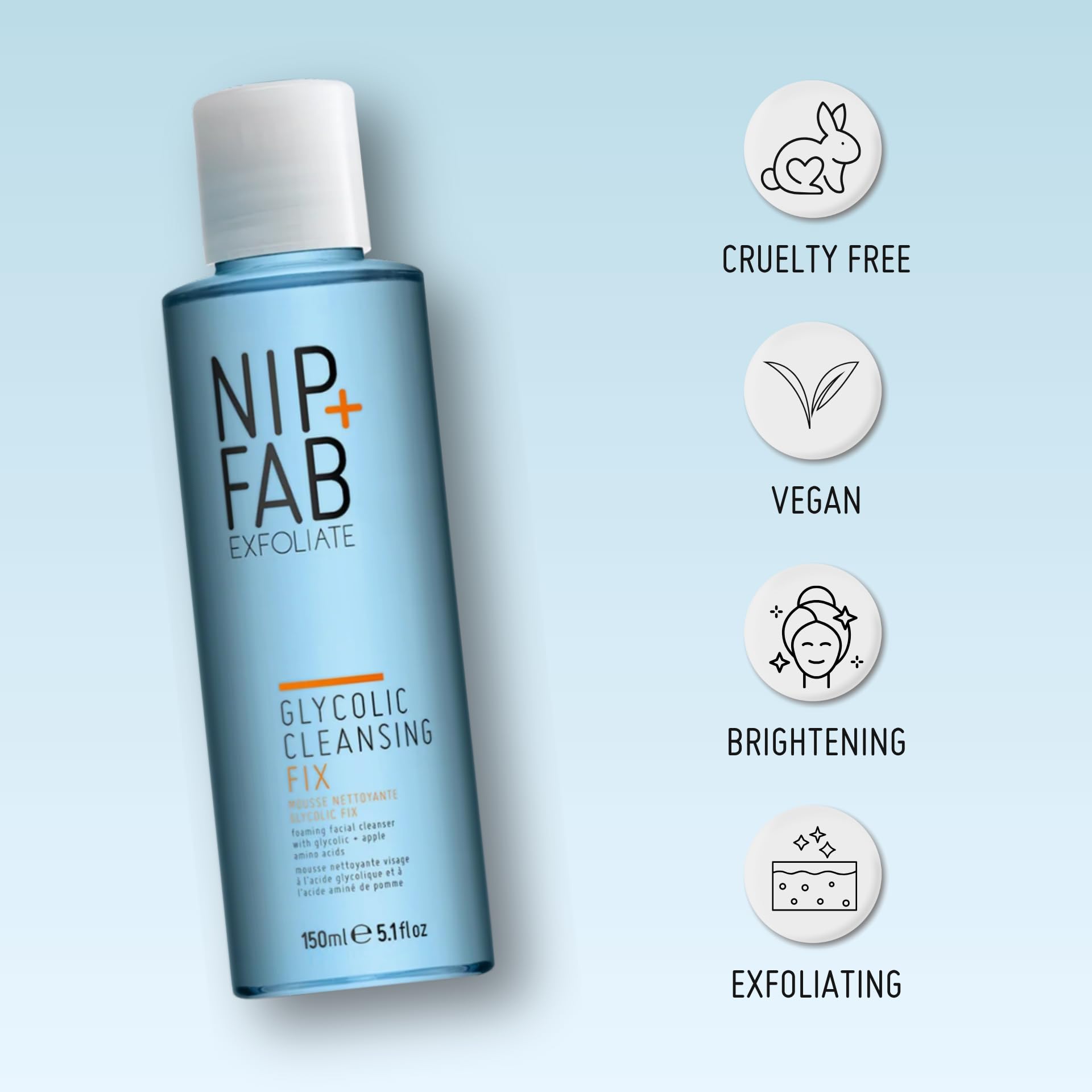 Nip+Fab label and pump detail highlighting ingredient clarity and ease