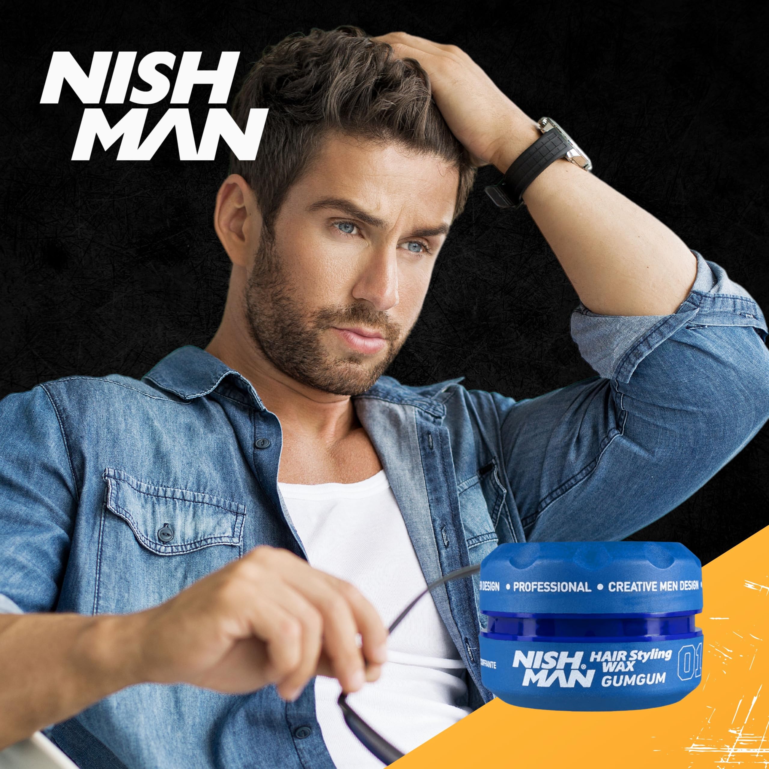 nishman before and after styling hair to show added texture and control