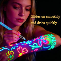 NIUEFH full color array of 12 neon markers for versatile body art