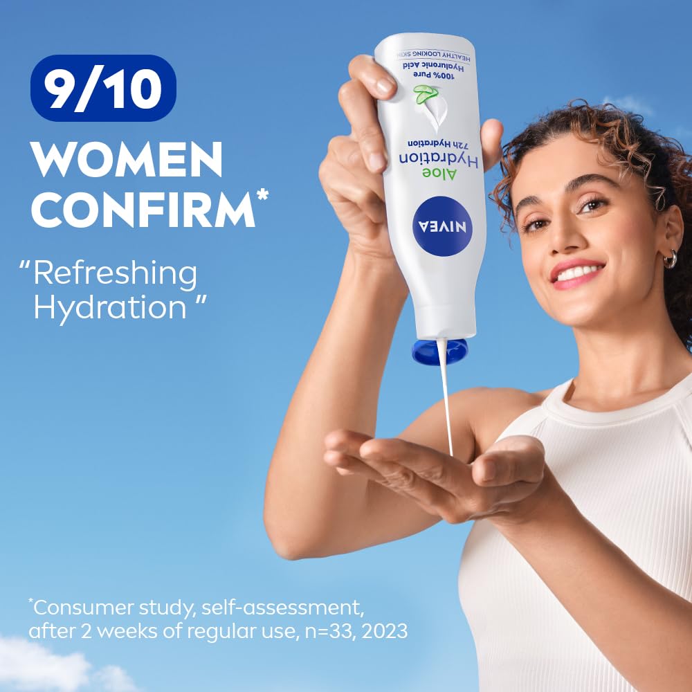 NIVEA bottle placed on bathroom shelf suggesting daily routine benefit