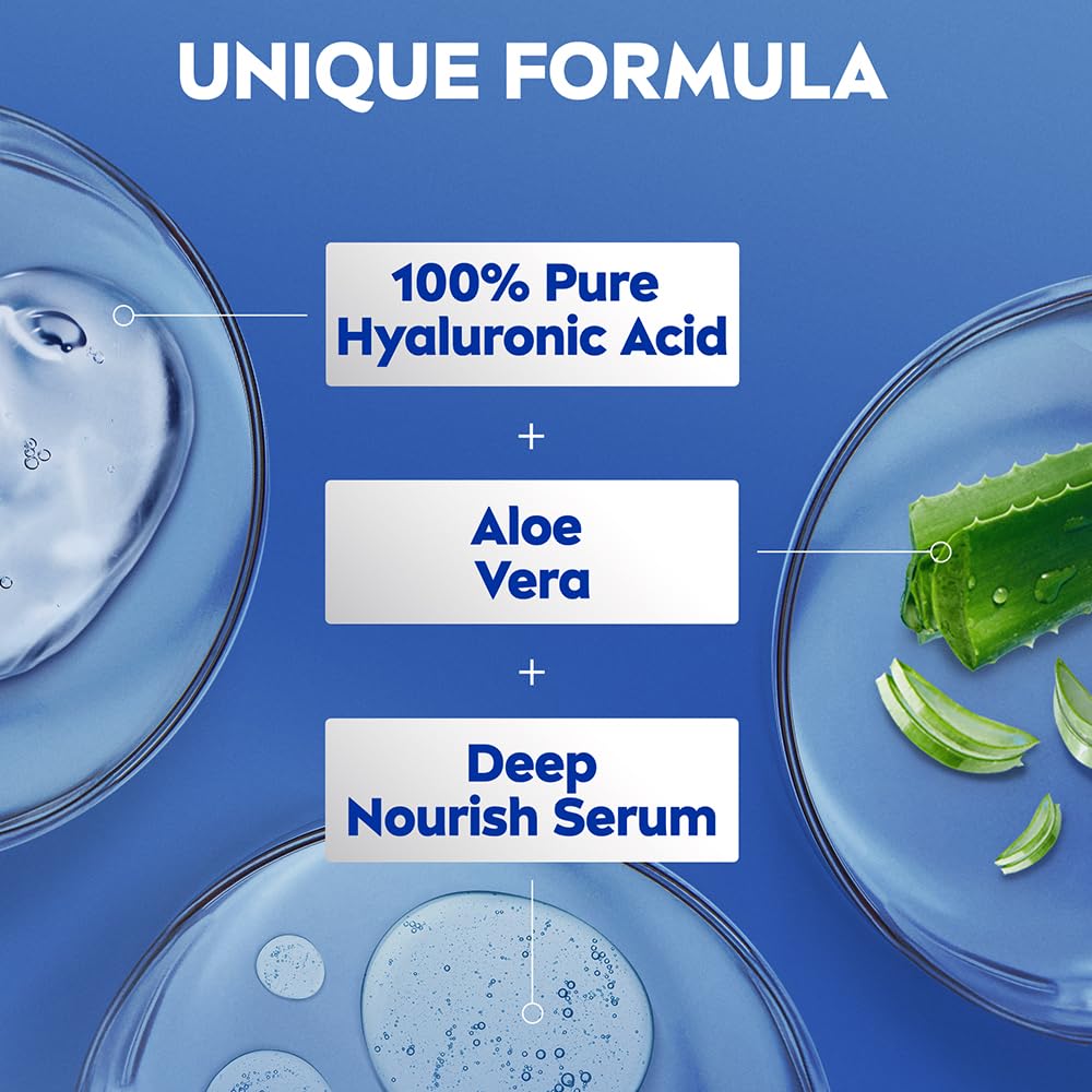 NIVEA dispensing lotion from bottle highlighting easy application benefit