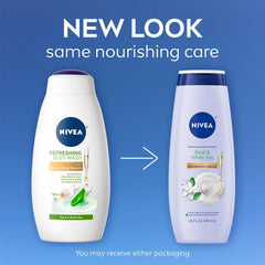 NIVEA label close-up highlighting nourishing serum and ingredient benefits
