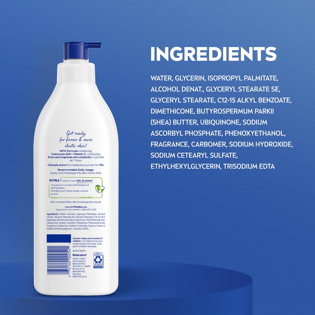 NIVEA bottle on bathroom shelf suggesting simple integration into routine