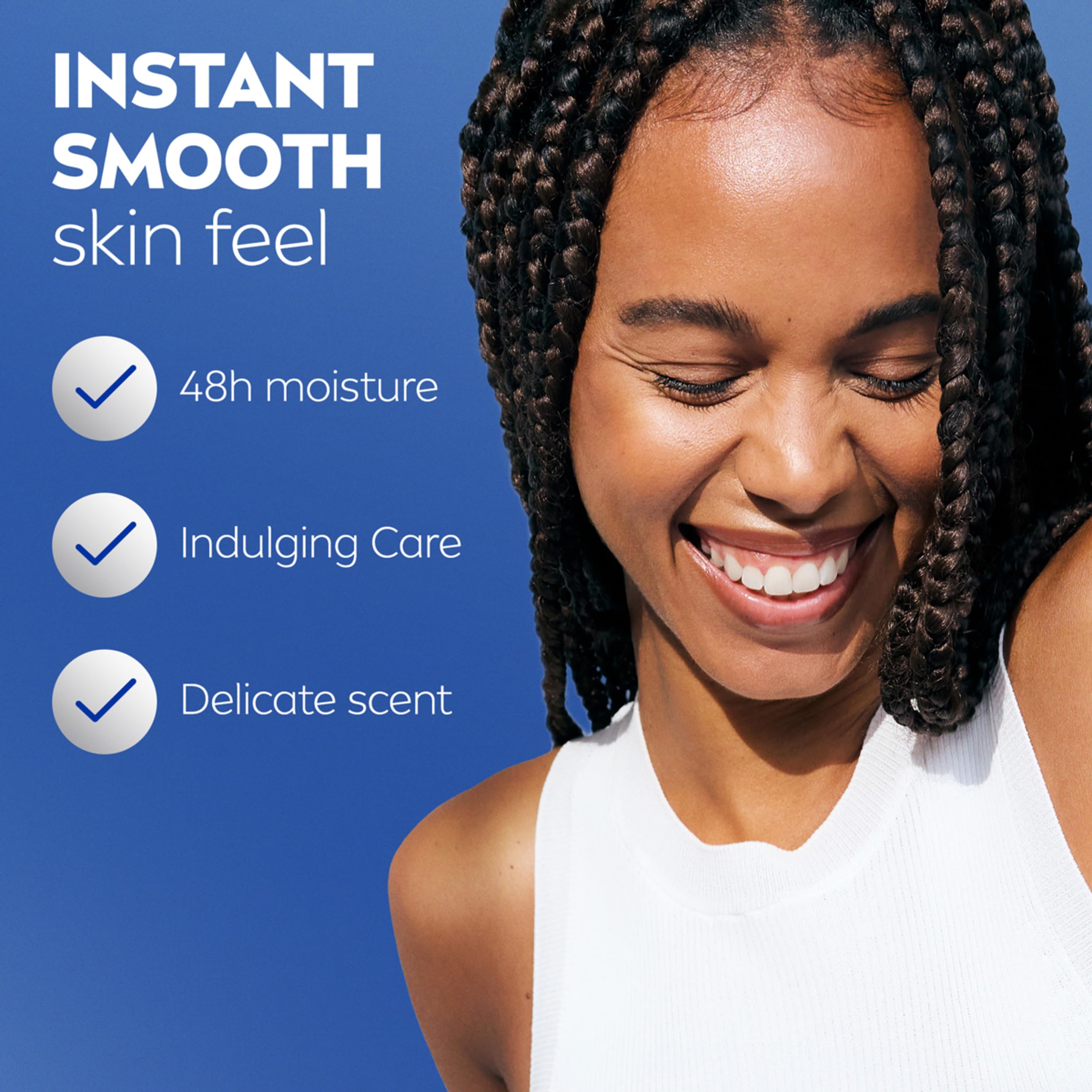 NIVEA bottle with pump open for easy, controlled application benefit