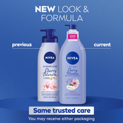 NIVEA lotion texture poured to show fast-absorbing, non-greasy finish