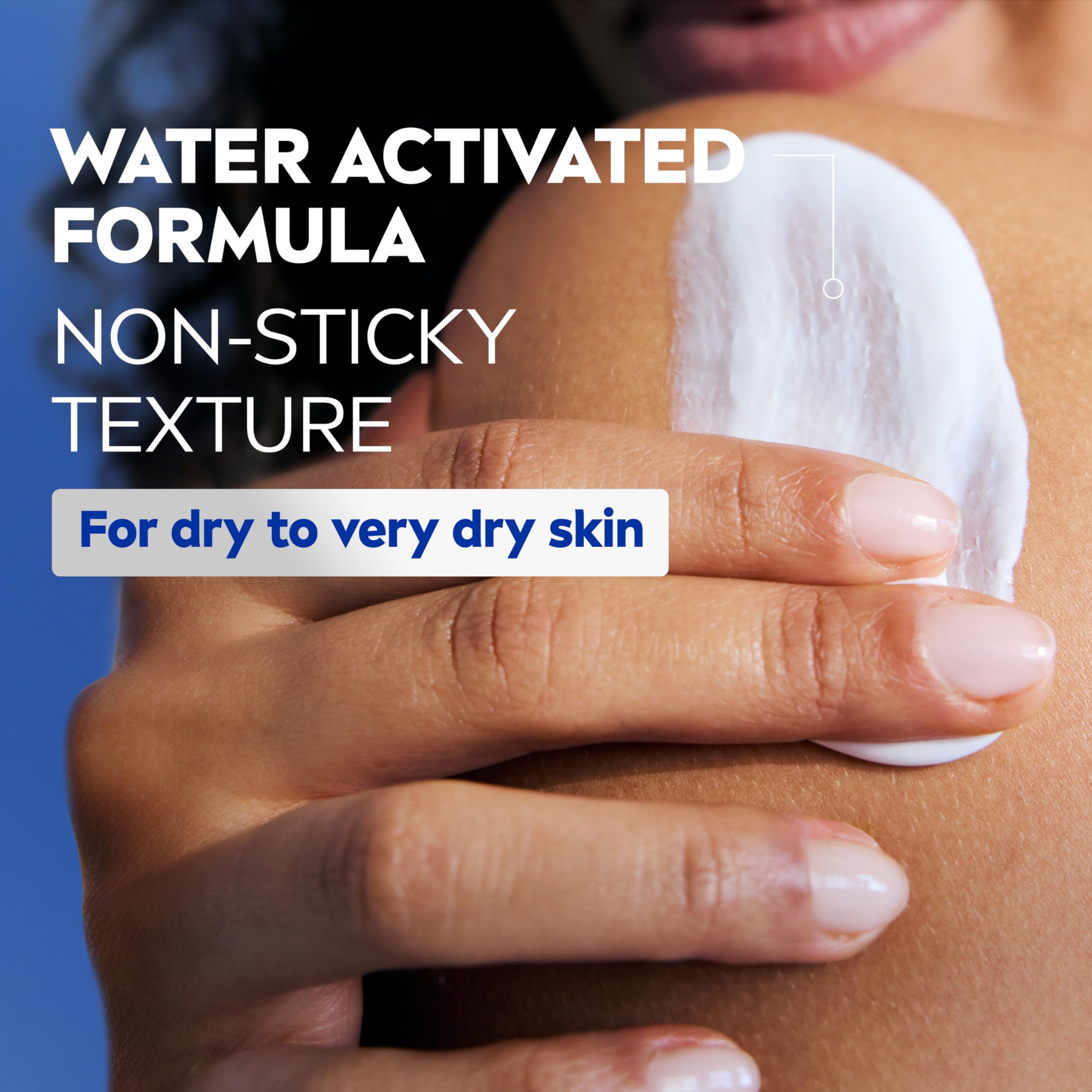 NIVEA being applied to wet skin in shower demonstrating quick water-activated hydration