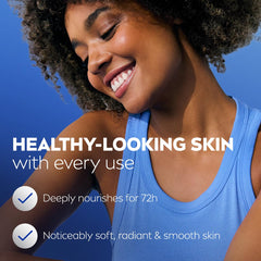 applying NIVEA lotion to hands for immediate softening and comfort
