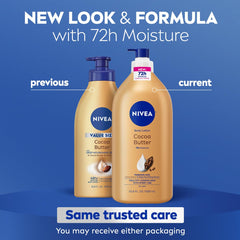 creamy lotion texture pouring from pump highlighting rich cocoa butter