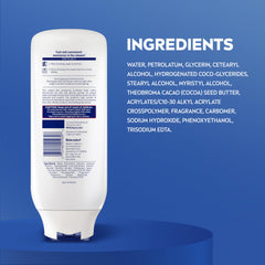 NIVEA bottle in hand for size comparison showing 13.5 fl oz portability and value