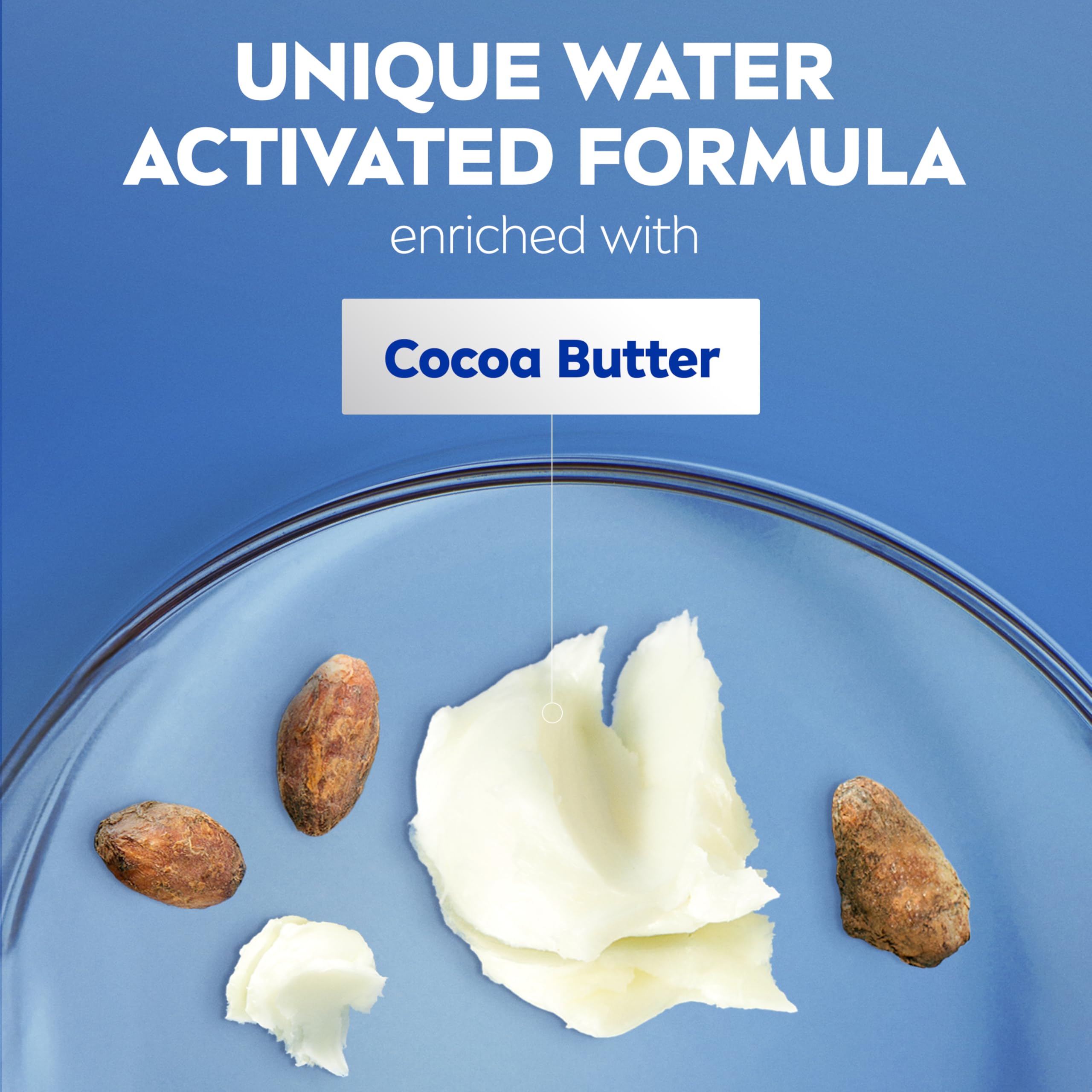 NIVEA lotion texture on palm highlighting creamy cocoa butter richness for soft skin