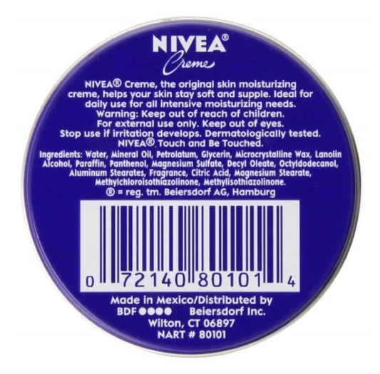 NIVEA open 1 oz tin close-up displaying creamy texture for smooth hydration