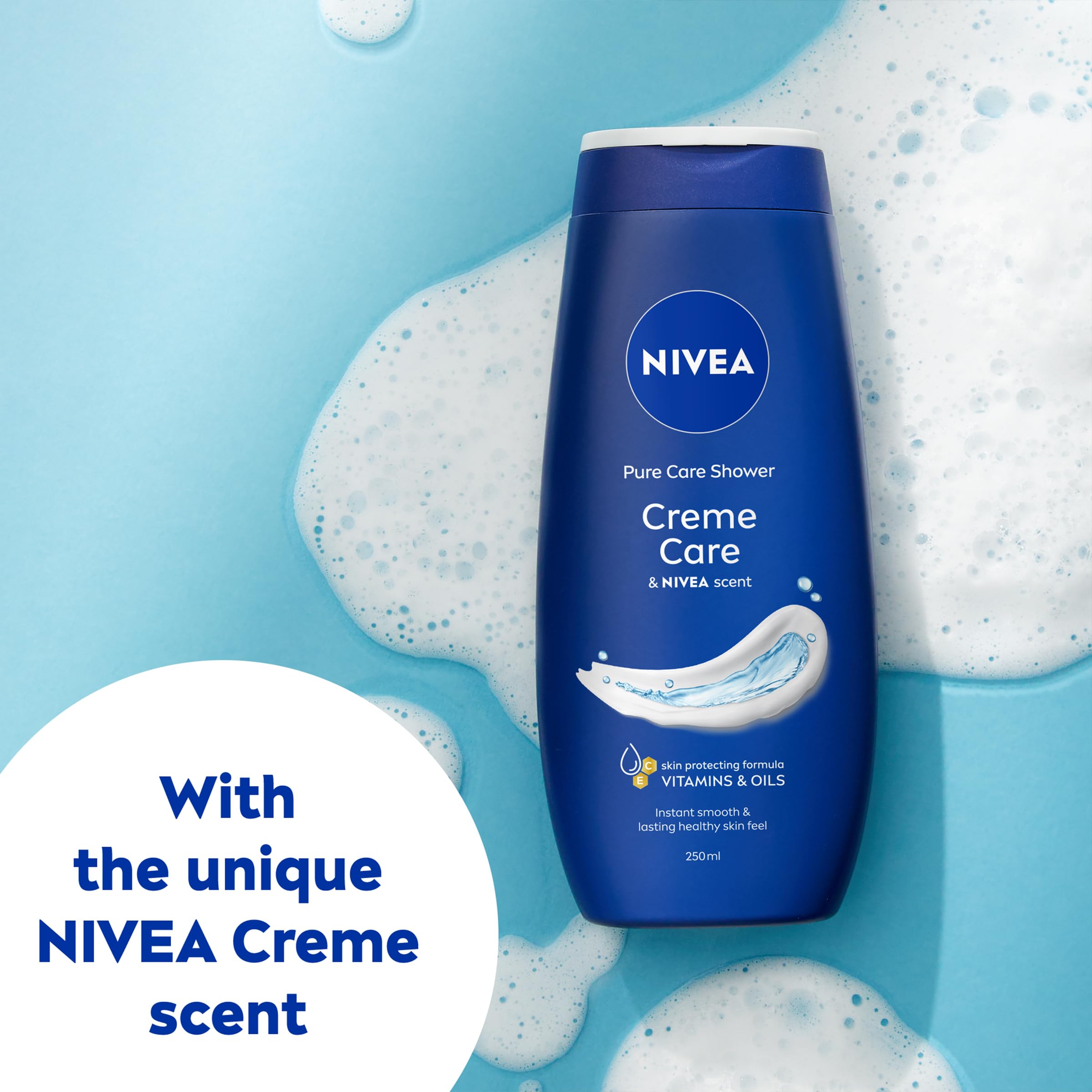 NIVEA creamy lather texture on palm demonstrating rich foam and gentle cleansing
