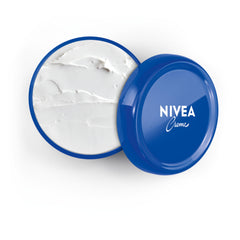 NIVEA open jar close-up texture illustrating creamy, fast-absorbing formula