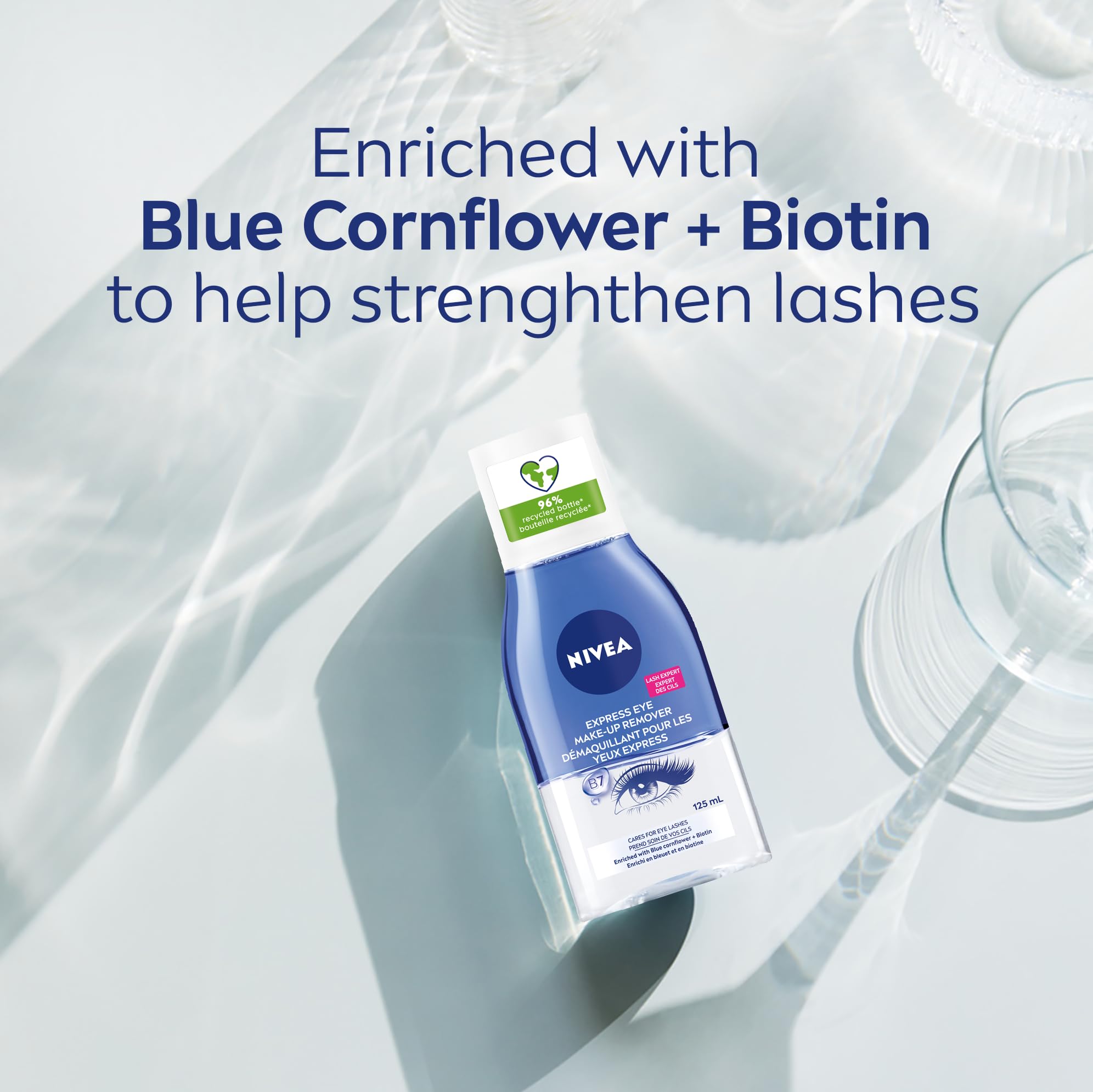 NIVEA cotton pad soaked with remover gently lifting eye makeup with care