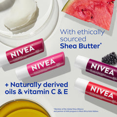 NIVEA four sticks laid flat beside a ruler for size comparison and easy portability