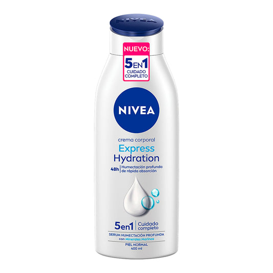 NIVEA front packaging showing 400 ml and quick hydration benefit