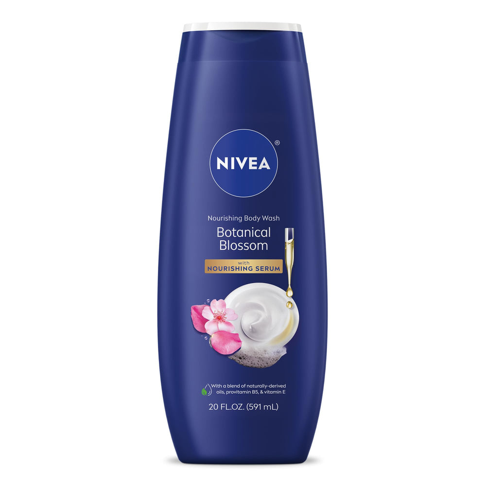 NIVEA front bottle showing blossom scent and hydrating benefit