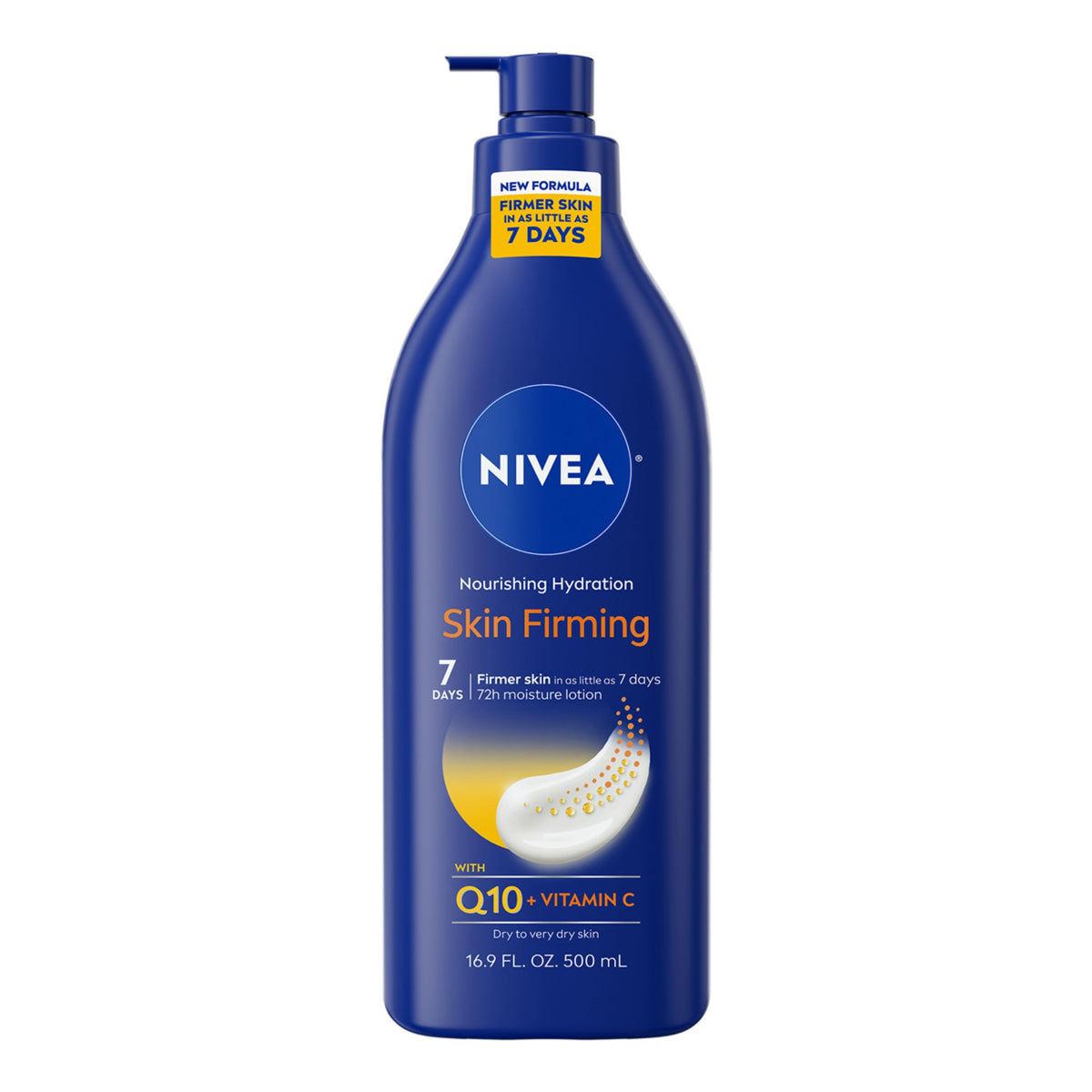 NIVEA pump bottle front view showing brand and hydrating benefits
