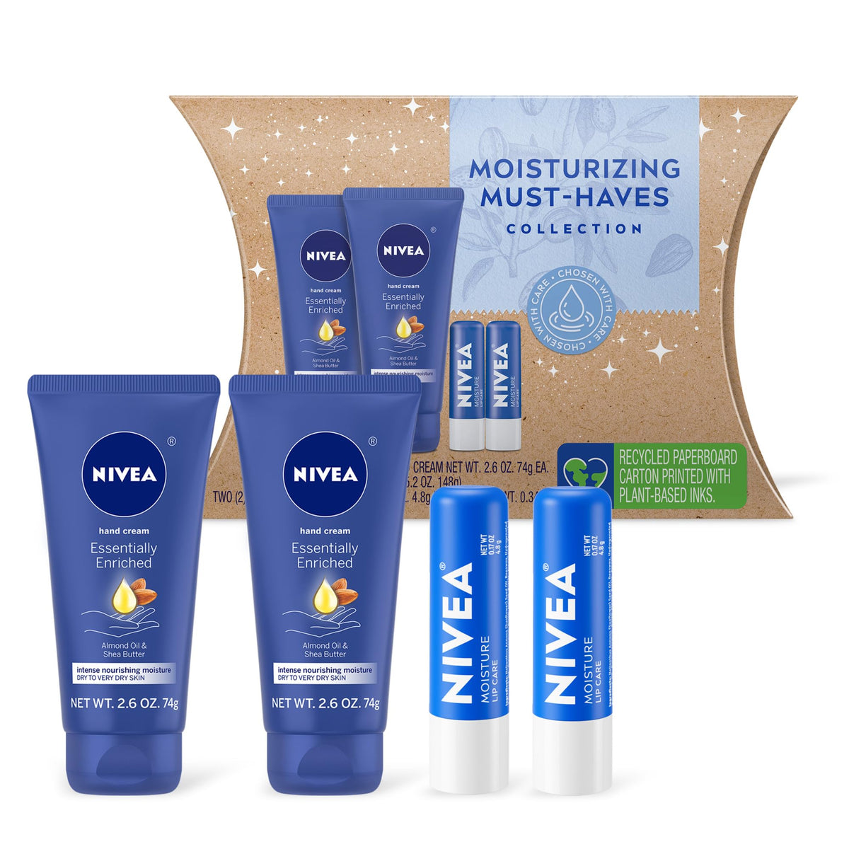 NIVEA hand cream front packaging showing tube and benefits