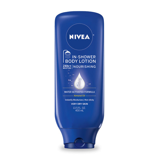 NIVEA front bottle view showing product and quick hydration benefit